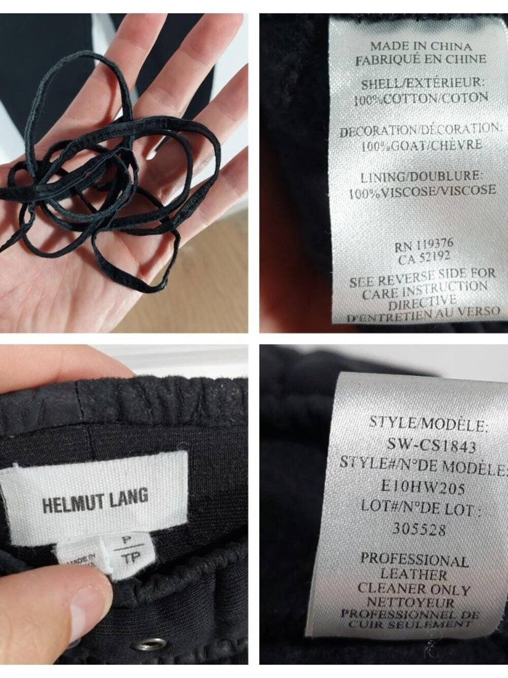 HELMUT LANG Black Jogger Goat Leather Trim Women's Sweatpants Joggers. Sz XS-S. - Picture 5 of 8